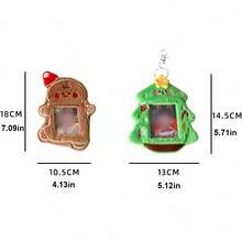 1pc Christmas Tree Plush Card Holder, Christmas Gingerbread Man Plush Card Holder, 3-Inch Small Card Display Card Holder, K-Pop Idol Small Card Display Card Holder Pendant, Id Card Student Card Work Card Holder, Christmas Gift, Cute Christmas Plush Pendant Keychain - Multicolor - View 9