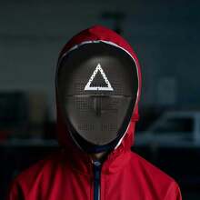 أقنعة تنكرية، قناع كوستيوم للبالغين مقاس واحد، قناع لعبة البقاء على قيد الحياة الكرتونية، شبكة سوداء، مثلث، مربع، دائرة، مناسبة للعب الأدوار والحفلات والأعياد، للسيدات والرجال