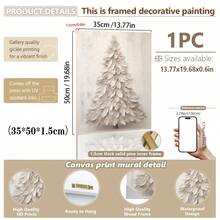 1pc, Canvas Wall Art, Framed Wall Decor, Christmas Art, Vintage White Painting Christmas Tree Mural, Christmas Wall Decor, Holiday Decor, Retro Art, Christmas Tree Ornament, Suitable For Home Decor, Living Room And Bedroom, Holiday Party Decorations, Happy New Year, Ideal Christmas And New Year Gift, Ready To Hang.