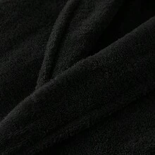 Ladies 100% Heavy Cotton Shawl Collar Bathrobe Terry Towelling Bath Robe Dressing Gown - Black - View 3