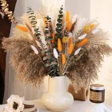 38/65/110 支装豪华人造蒲苇草花束 - 波西米亚风干花，适用于家居装饰、婚礼、乡村派对和婴儿派对 | 耐用、易于保养、用途广泛的中心装饰品，白色、米色和棕色调 | 简易花瓶填充物 | 优雅的桌面装饰、秋季装饰、返校季房间装饰、学习用品