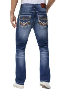 Men's Casual Gradient Jeans, Fashion New Style, Thickened Stitching Craft Jeans - 藍色 - 查看 4