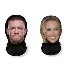 2Pack- Realistic 3D Mesh Celebrity Face Mask And Headpiece, Breathable Ultra-Fine Fiber Material, Super-Stretch Fit Design, Funny COSPLAY Prop, Novelty Mask For Costume Parties, Halloween, And Cosplay Events, Etc - màu đen - Xem 1
