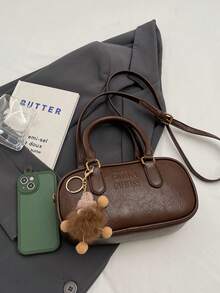 Borsa a tracolla in pelle vintage di colore unito con doppia cinghia, popolare borsa da donna per l'autunno e l'inverno, portafoglio in pelle, ultima moda borse in pelle da donna, perfetta abbinata per i vestiti autunnali da donna