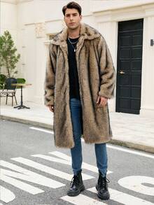 New Faux Fur Coat For Men, Autumn/Winter - Camel - View 2