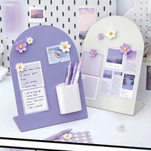 4 件/1 套板 + 3 个花磁铁，磁性留言板办公室桌面白板家庭备忘录提醒入口注释，双面动漫桌面冰箱 meme 垫，立式徽章卡展示金属小 - 彩色 - 查看 2