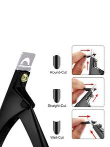 1 Set Nail Clippers, U-Shaped Nail Clipper, Parallel Nail Clipper, Nail Scissors, Crystal Nail Extension Glue, Manicure Tools - Black - View 1