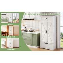 Freestanding Kitchen Storage Cabinet Measuring 80*40*180cm With Adjustable Shelves, Drawers, Bottle Rack, And Drawers With Adjustable Shelves. Suitable For Dining Rooms And Living Areas. Industrial Style. - 1 - 查看 8
