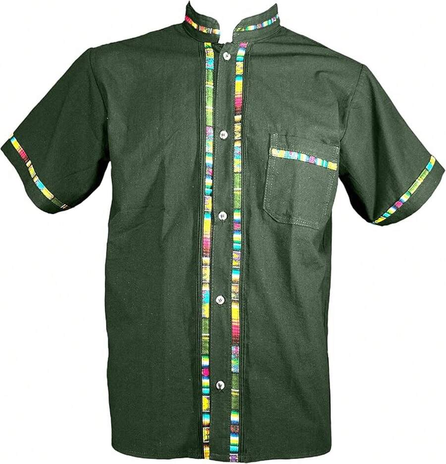 Men's Short Sleeve Mexican Guayabera Shirts Made In Mexico, Multiple Colorshalloween - 綠色 - 查看 1