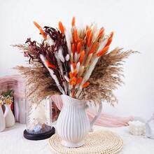 38/65/110 支装豪华人造蒲苇草花束 - 波西米亚风干花，适用于家居装饰、婚礼、乡村派对和婴儿派对 | 耐用、易于保养、用途广泛的中心装饰品，白色、米色和棕色调 | 简易花瓶填充物 | 优雅的桌面装饰、秋季装饰、返校季房间装饰、学习用品