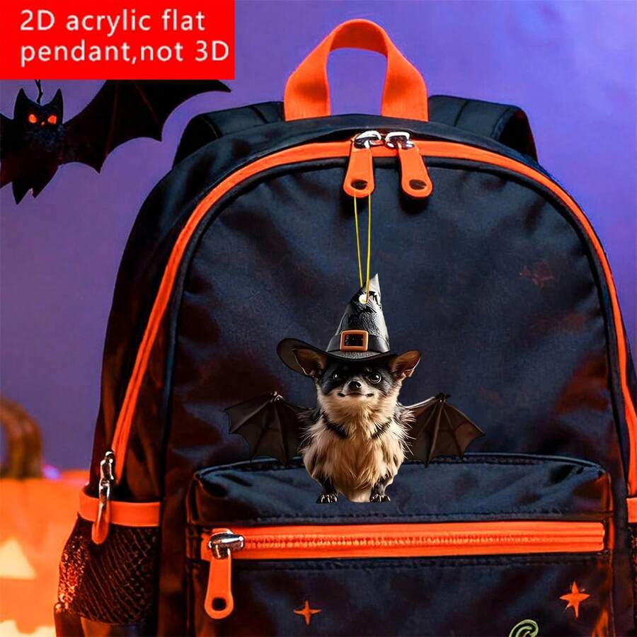 Adornos clásicos de Halloween para el árbol de Navidad con forma de perro: calabaza y murciélago. Etiquetas colgantes para el hogar. - Multicolor - Ver 1