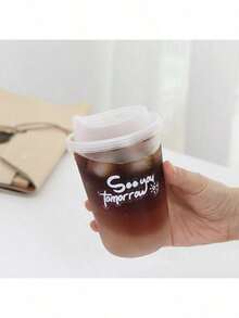 (Random Blessing Stickers)Insulated Plastic Cup With Lid, Leak-Proof Design, Suitable For Milk Tea, Coffee, Juice, Etc. Very Suitable For Takeout At Beverage Shops And Homemade Drinks At Home. Both Beautiful And Practical,Christmas And Other Holiday Supplies,Free Gift Free Shipping Items Quick Ship Items Free Trial Center