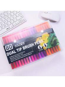 120 PCS Dual Markers Brush Pen Fine Double Tip Point Art Marker For Adult Coloring Hand Lettering Writing Planner Journal Note Calligraphy Drawing Art Craft School Supplied