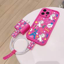 Disney Estuche de teléfono y juego de cable de datos con diseño de patrones, con licencia oficial, compatible con las series de 17, 16, 15, 14, 13, 12, 11