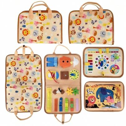 Busy Board Toy, Sensory Color Texture Book, Educational Learning Toy With Life Skills, Alphabet, Numbers, Shapes, Colors, Animals, Weather Themes - Gift For Girls, Car Airplane Travel Toy