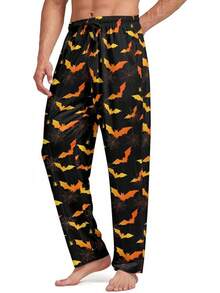 Mens Pajama Pants, Soft Lounge Sleep Pants With Pockets Lightweight Long Pajama Bottoms For Menhalloween - 蝙蝠萬聖節 - 查看 6