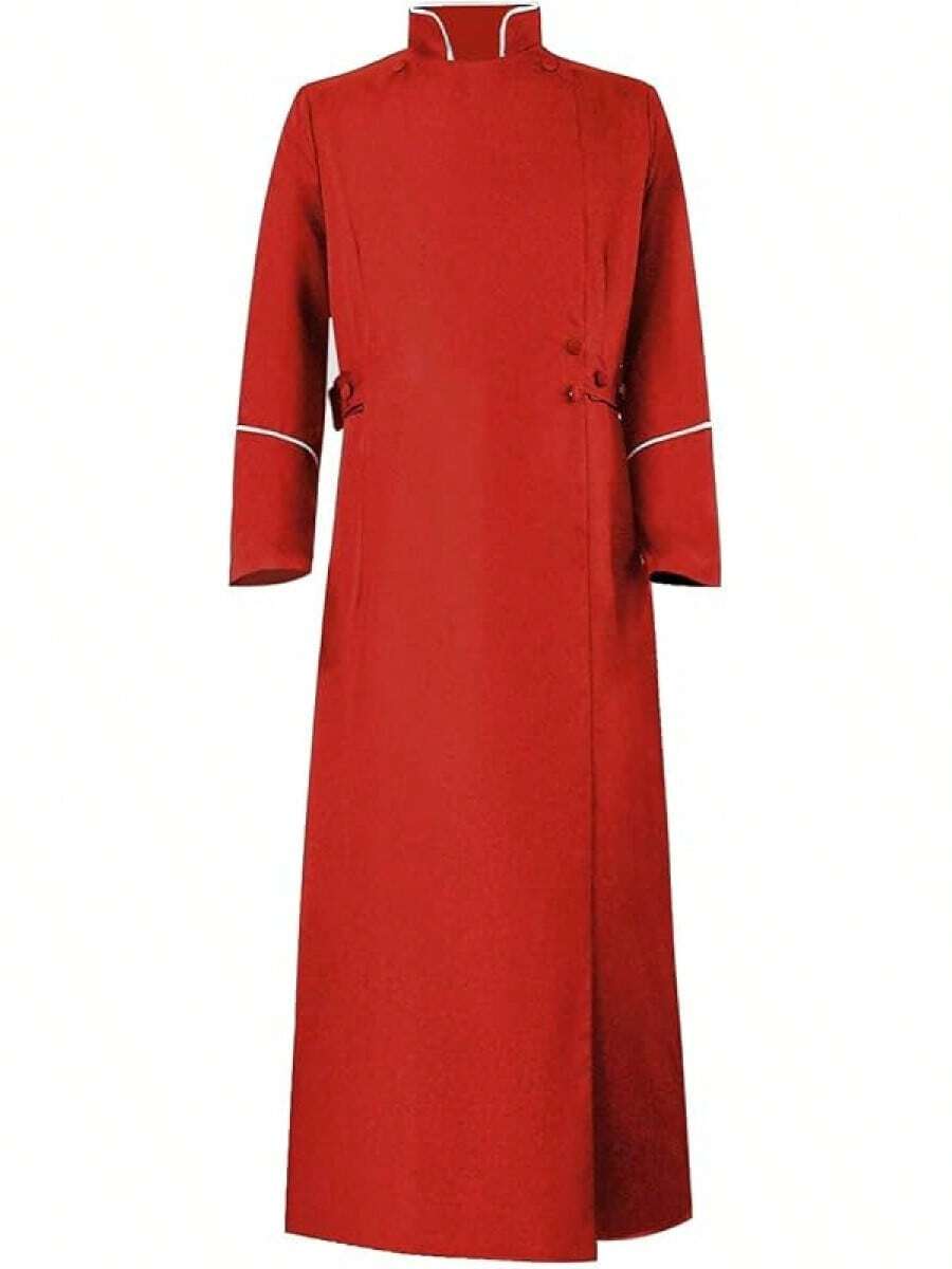 Men's Cassock Choir Long Cassock Minister Robe Clergy Pulpit Liturgical Church Robe 4 Colorshalloween - Red - View 1