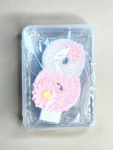 1 Peça Vela Numérica de Aniversário, Vela de Aniversário Rosa com Duas Flores, Vela de Bolo Decorada com Lantejoulas, Vela Numérica de 0 a 9, Vela Decorativa Favorita para Festa Romântica, Decoração de Bolo Adequada para Itens de Comemoração de Aniversário