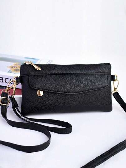 纯色荔枝纹PU皮革时尚简约斜挎单肩包、手机包、小方包，百搭旅行、街头潮流