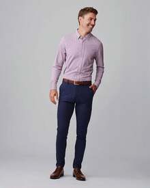 Men's Commuter Shirt, Performance Dress Shirts For Men, Machine Washable, Wrinkle Resistant, Slim Fit Button Down Shirthalloween - Red Multi Stripe - View 10