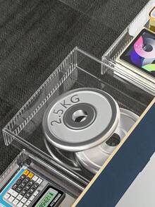 1 pieza Caja de almacenamiento de cajón debajo del escritorio, estante organizador, almacenamiento oculto, sin necesidad de perforar, material para mascotas, estilo colgante deslizante