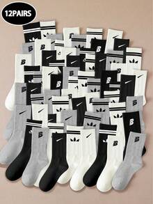 3/9/12 Pairs Of Solid-Color Versatile Socks, Breathable, Comfortable, Absorbent, Suitable For Daily Wear, Sports, Office, Casual Styles, And Valentine's Day All Year Round - Multicolor - View 20