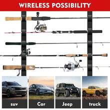 2pcs Adjustable Lightweight Aluminum Fishing Rod Holder Rack, Can Hold 7 Rods, Quick Installation Without Drilling, Ceiling Mount Storage Rack With Non-Slip Hook And Loop Straps, Secure Grip, Space-Saving Design, Suitable For SUV, Truck, Van, RV, Small Truck For Outdoor Fishing Trips - Black - View 8