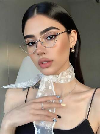 Women's Cat Eye Frame Metal Eyeglass Frames - Fashion Glasses & Plain Glasses For Computer Reading, Gaming, TV & Mobile Phone Use