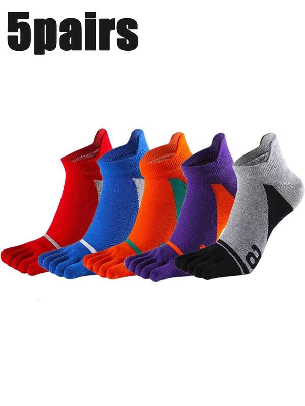 5/3/1 Par de Meias para Dedos Sólidas para Homens, Confortáveis, Macias e Respiráveis, Estilo Esportivo e Casual Versátil e Elegante, Adequadas para Uso Externo