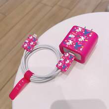 Disney Estuche de teléfono y juego de cable de datos con diseño de patrones, con licencia oficial, compatible con las series de 17, 16, 15, 14, 13, 12, 11