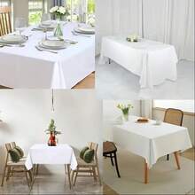10 Packs Of White Rectangular Tablecloths 60x102 Inches, Washable And Reusable, Polyester Fabric Is Suitable For Weddings, Parties, Banquets, Christmas, Halloween Decorations