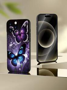 1 pieza Funda de teléfono suave y versátil con estampado de mariposa colorida, adecuada como regalo para novia, mejor amiga, esposa, amante, tía, jefa, hermana, pareja, compañeros de clase, maestro, cumpleaños, vacaciones, acabado mate negro con protección completa contra el polvo y el agua compatible con iPhone 17/13/16/15/14/13/12/11/Pro/ProMax/X/XR/XS/XSMAX/7/8/PLUS y modelos