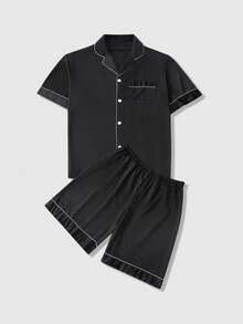 مجموعة ملابس علوية وشورت بأكمام قصيرة وفضفاضة للرجال كبار الحجم، ملابس منزلية للربيع والصيف، قطعتان