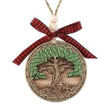 Árbol de la vida de madera clásico con lazo, de pared, placa decorativa multiusos para decoración festiva interior/exterior, adorno colgante de árbol de Navidad, decoración colgante navideña, decoración de centro, decoración de mesa de fiesta