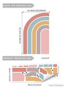 彩虹图案墙贴，彩色自粘墙贴，家居装饰贴纸，墙贴，乙烯基家居装饰贴纸，春季装饰品，让您的家焕然一新，节日装饰贴纸，生日毕业礼物 - 彩色 - 查看 17
