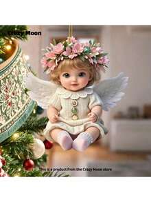 1/4 pièces Pendentif ange en acrylique, accessoires de voiture, ornements de Noël pour la maison des femmes, décorations d'arbre de Noël, fournitures de fête amusantes pour les vacances