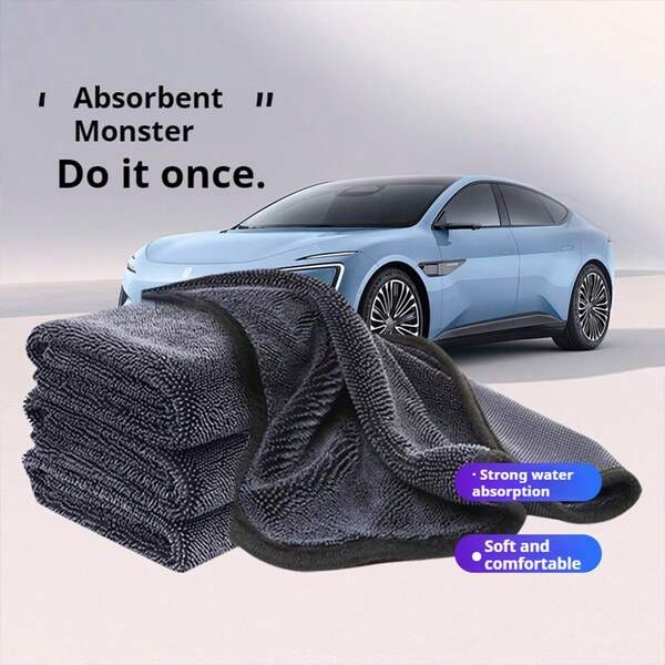 600GSM Ultra-Fine Microfiber Towel, Car Washing Cloth, Super Soft Absorbent Drying Cloth, Quick Dry Automotive Cleaning Accessories