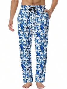Mens Pajama Pants, Soft Lounge Sleep Pants With Pockets Lightweight Long Pajama Bottoms For Menhalloween - Shark - View 1