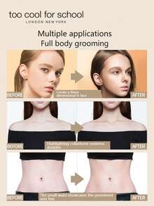 Too Cool For School K-Beauty Matte Powder Contour Palette, Includes 1 Brush, Lightweight, Smooth, Silky Texture With Mirror, Sculpts Facial Contours, Natural Gradient, Bronze Tone Palette, Suitable For Daily Use, Festivals, Christmas, Birthday Parties, Graduations, Gatherings, Fashion Makeup - Coffee - View 3