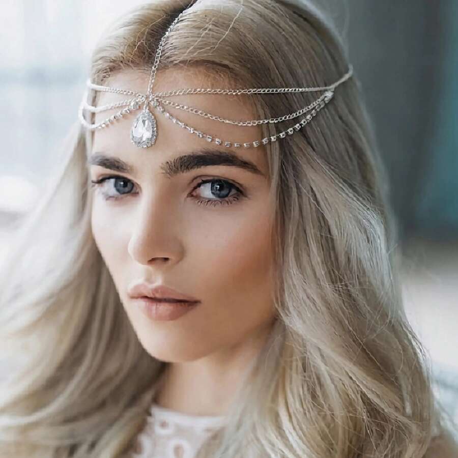Fairy Crown, Female Artistic Renaissance Fairy Hair Accessories, Medieval Headdress With Head Chain - 金色 - 查看 1