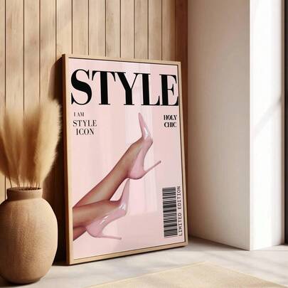 1pc Academic Style Leopard Print Fashion Wall Art Print, Unique Beautiful Girl Wall Art Fashion Magazine Cheetah's Kiss Print Academic Style Home Decor