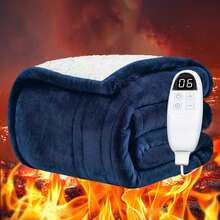 Heated Blanket Throw, 72"Lx84"W Oversized Flannel Heated Blankets, Warm And Snuggly Cozy, Auto Shut-Off 10 Hours, Machine Washable, - Màu xanh lam - Xem 8