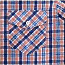 Mens Short Sleeve Plaid Button Down Shirt Western Casual Shirts With Two Pocketshalloween - Hồng - Xem 4