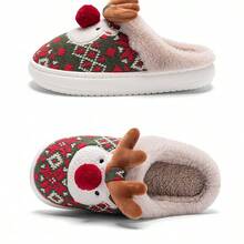 1pc Christmas Thermal Slippers, Cute Reindeer Design Unisex Warm Indoor Anti-Slip Slippers For Men And Women, Winter Insulation, Galentines, Puppy, Carnival, Shoe, Spring Summer Picks, Brides Maid Gifts, Room, Bedroom Decor, Bedroom Decor, Beach, Travel, For Men, For Women, Vacation - Multicolor - View 9