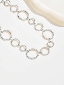 1 Stück asymmetrische glatte ovale Kette Halskette, Goldfarben, vielseitig für den täglichen Gebrauch, als Geschenk, für Lässig & Feiertage geeignet - Geometrische lange Halskette - Übersicht 10