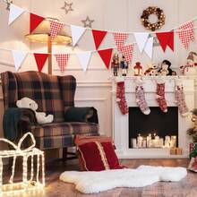 12/24/48/72 Stücke Weihnachten Rot Kariert Weiß Papier Wimpelkette Flagge Dreieck Girlande Dekoration für Hochzeit Geburtstag Karneval Weihnachten Outdoor Zuhause Feste, Weihnachtsgeschenk, Fröhliche Weihnachten, Neujahrsgeschenk 2026