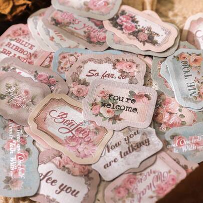 50 stuks/pak vintage stickers, creatieve esthetische stickers, doe-het-zelf decoratie, scrapbooking, knutselmaterialen, vakantiecadeaus, gepersonaliseerde scrapbook schoolbenodigdheden