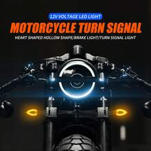2 pièces/set Éclairages de travail pour moto 12V avec 12 lumières en forme de cœur creux, ampoules LED jaunes haute luminosité, portée d'éclairage claire et lumineuse, câblage non destructif, design cool et attrayant, universel pour les motos