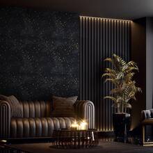 [ 2025 New Edition ] 1 Piece Of Thickened Starry Night Wallpaper Roll -17.7x118.1 Inches, Detachable Waterproof Self-Adhesive Wallpaper, Deep Blue With Golden Stars, Very Suitable For Bedroom, Living Room, Dining Room And Furniture Renovation, Bedroom Decoration - 彩色 - 查看 8