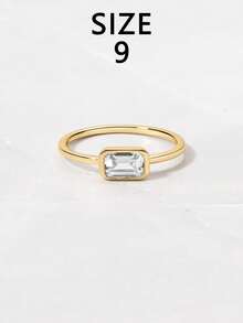 1pc S925 Sterling Silver Rectangular Zirconia Casual Elegant Ring, Versatile Jewelry Gift For Women, Suitable For Daily Wear, Parties And Festivals